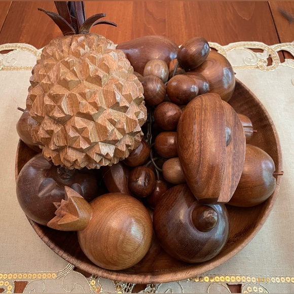 Vintage MCM Wooden Fruit and bowl - Picture 8 of 14